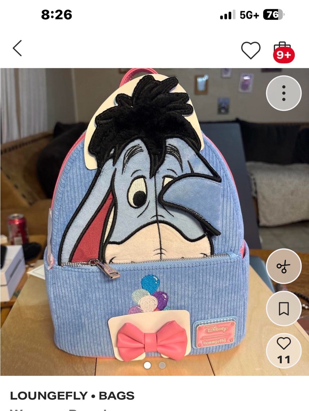 Loungefly Eeyore Mini Backpack - Light Blue & Pink